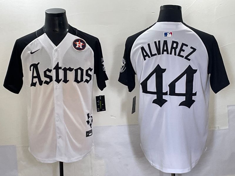 Men 2025 Houston Astros #44 Alvarez White Black Five generations Joint Name Nike MLB Jersey style 9->houston astros->MLB Jersey